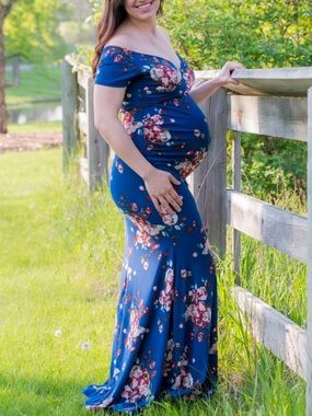 PinkBlush Maternity Navy Floral Maxi Dress